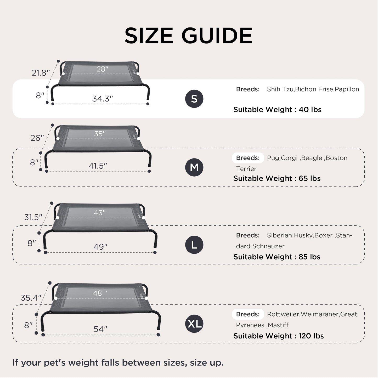 Cooling Elevated Dog Bed with Breathable Mesh & Stable Frame