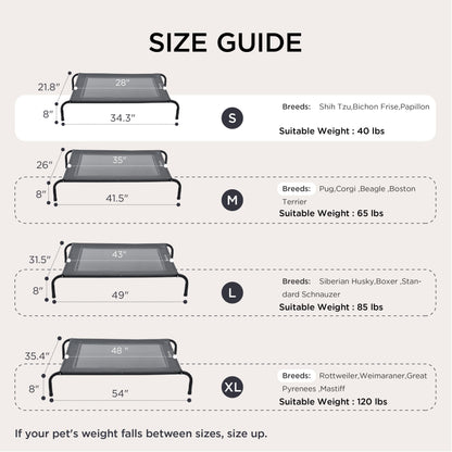 Cooling Elevated Dog Bed with Breathable Mesh & Stable Frame