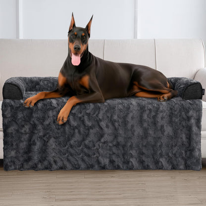 Calming Memory Foam Dog Couch Bed with Washable Waterproof Cover