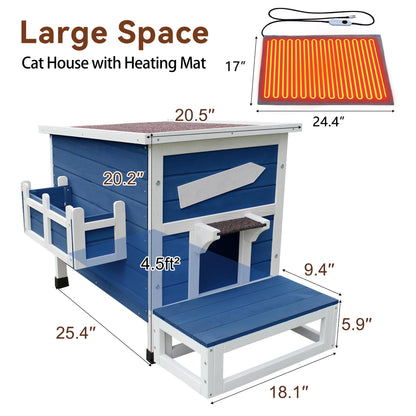 Weatherproof Outdoor Cat House with Escape Door & Wooden Shelter