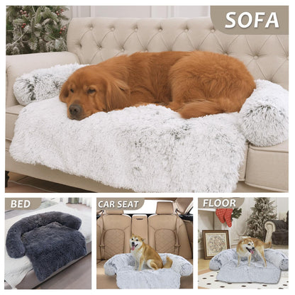 Calming Plush Dog & Cat Bed Mat with Waterproof Washable Cover