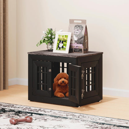 48" Heavy Duty Dog Crate Furniture with Waterproof Top & Wooden Frame