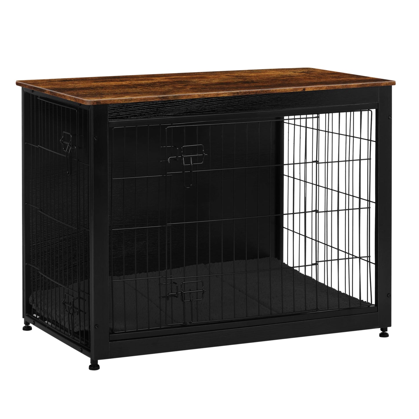 Wooden Dog Crate Furniture with Cushion & Double Doors