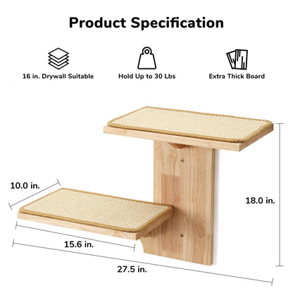 Tree Shape Cat Wall Shelves with Wooden Platforms for Climbing