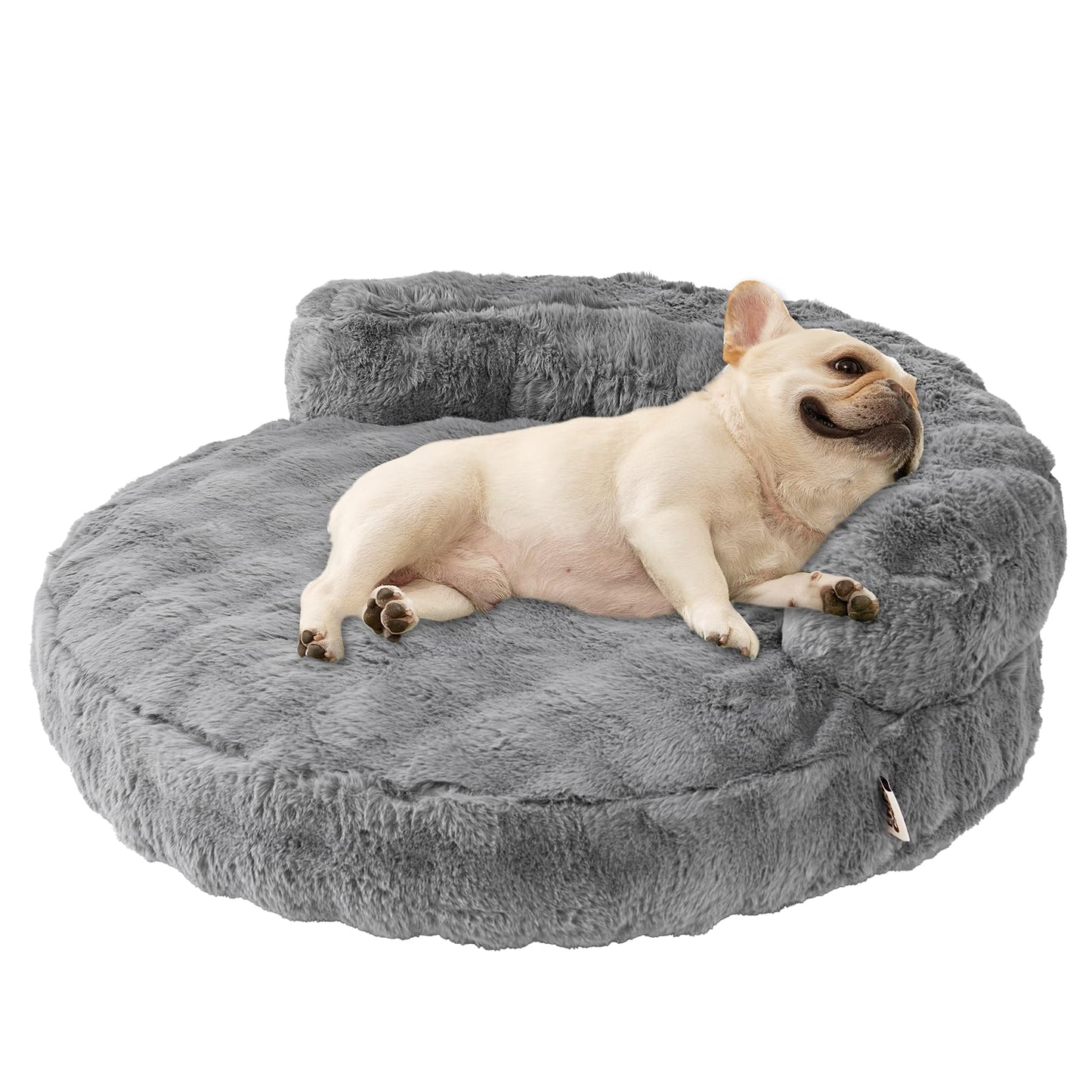 Fluffy Faux Fur Pet Sofa Bed with Waterproof Washable Cover