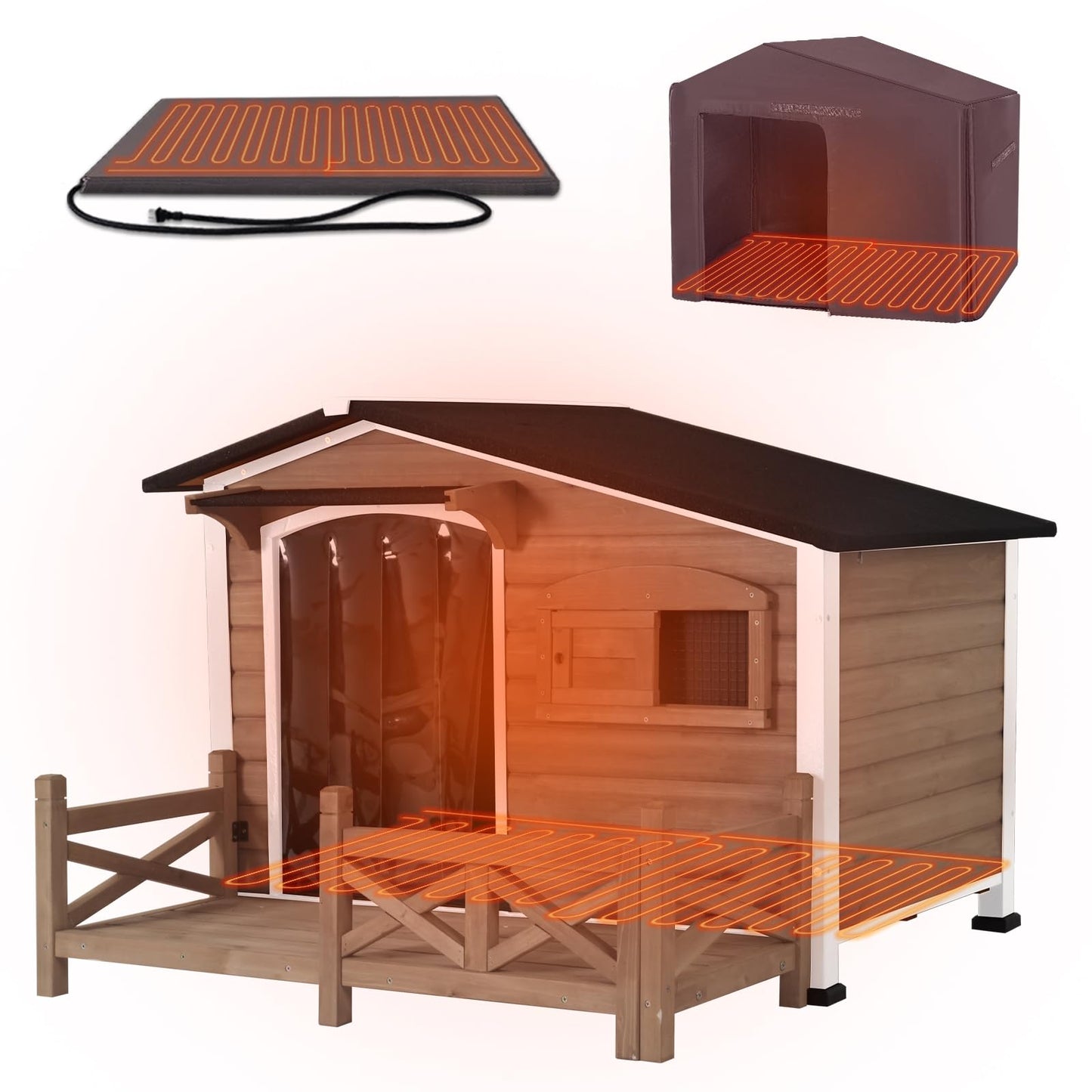 Large Insulated Outdoor Dog House with Anti-Chewing Metal Frame