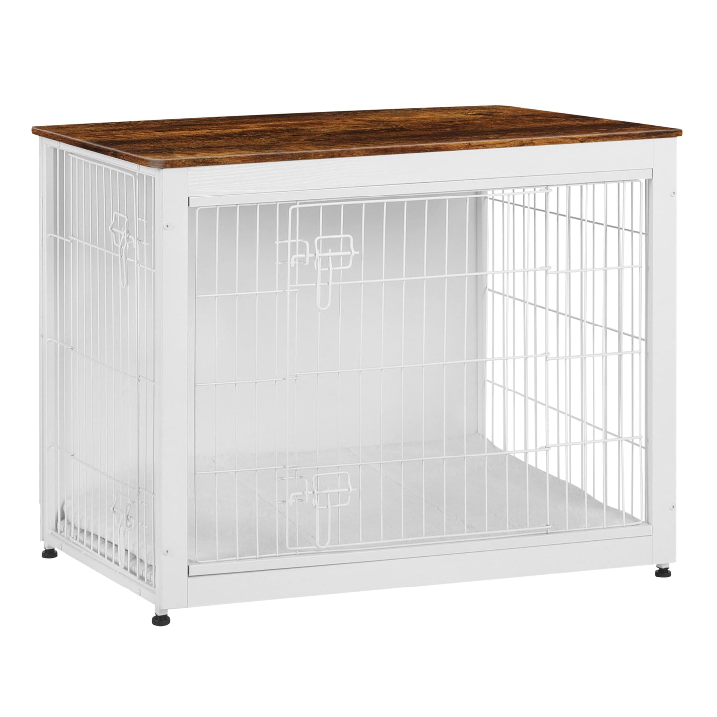 Wooden Dog Crate Furniture with Cushion & Double Doors
