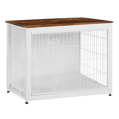 Wooden Dog Crate Furniture with Cushion & Double Doors