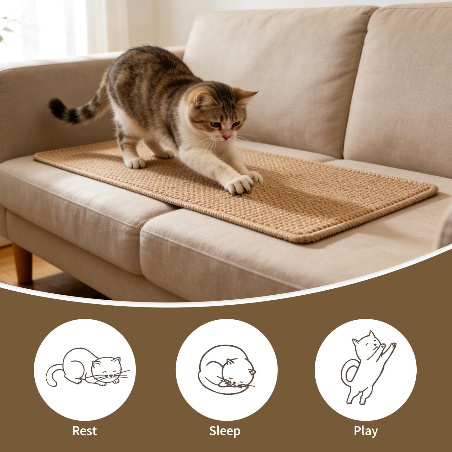 71" Cat Wall Climbing Scratch Pad for Furniture & Wall Protection