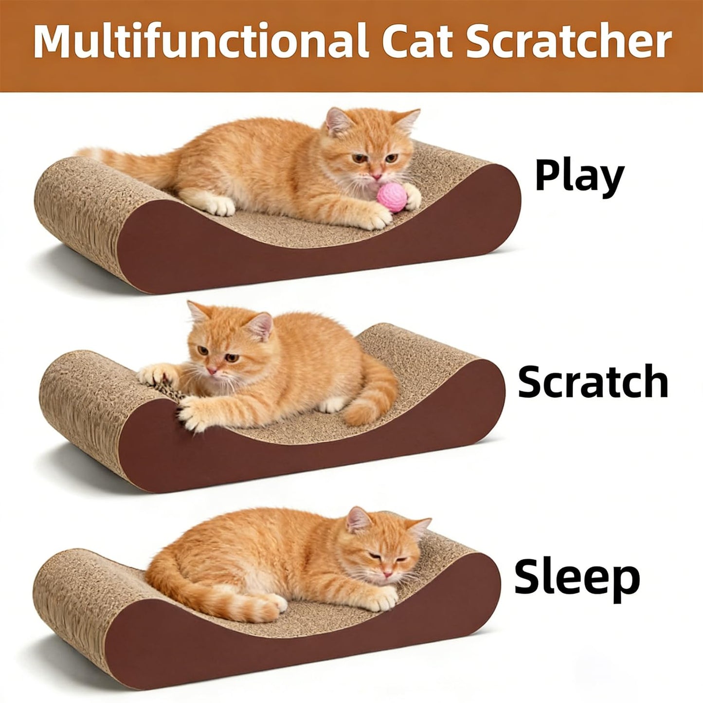 2-in-1 Cardboard Cat Scratcher Lounge Bed & Scratching Pad