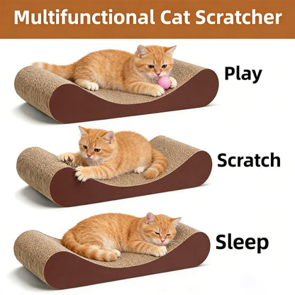 2-in-1 Cardboard Cat Scratcher Lounge Bed & Scratching Pad