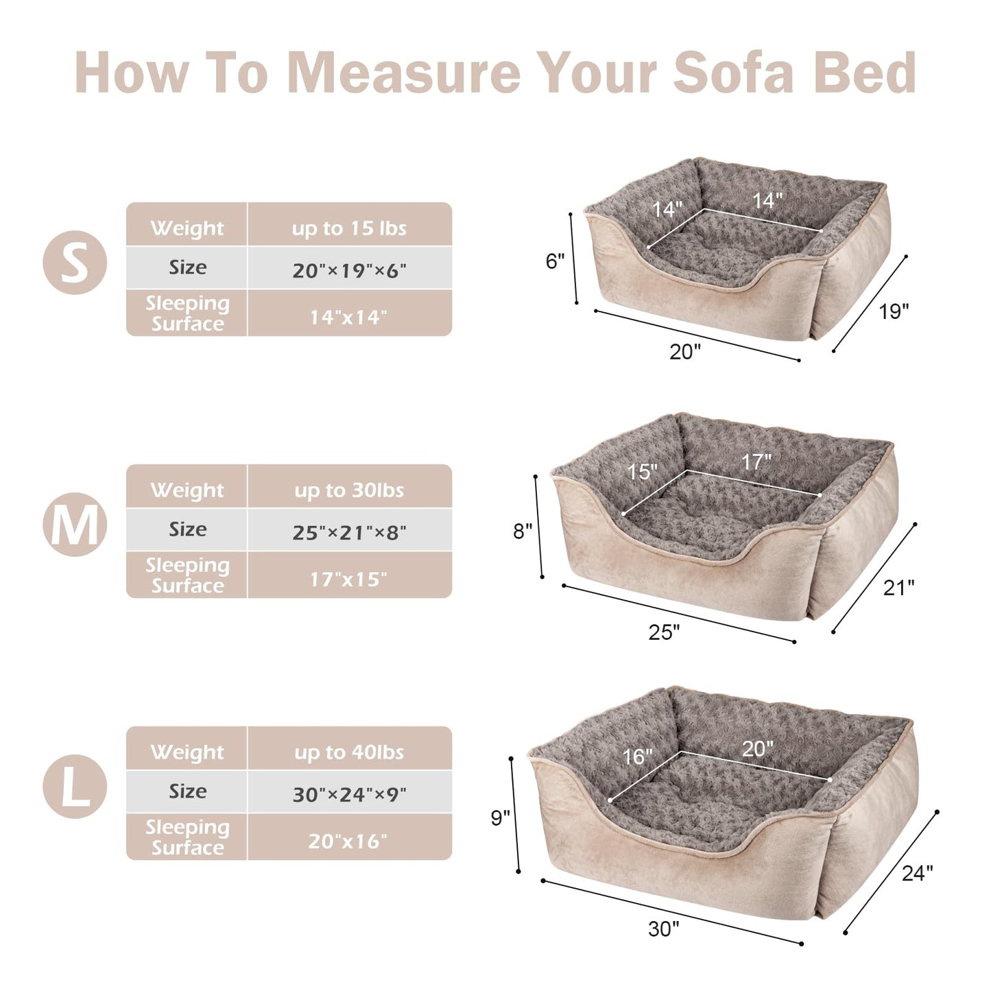 Orthopedic Dog Sofa Bed with Washable Cover & Anti-Slip Bottom