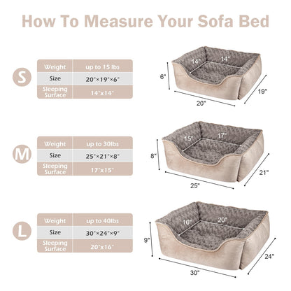 Orthopedic Dog Sofa Bed with Washable Cover & Anti-Slip Bottom