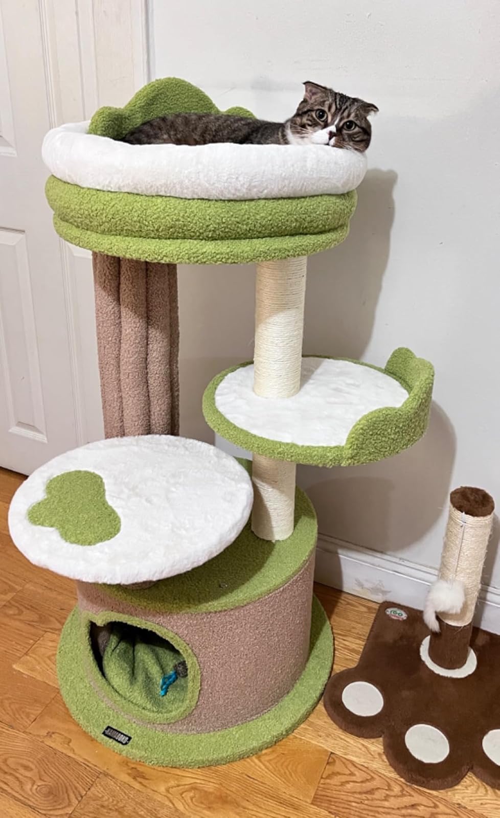 90.5" Tall Cat Tree Tower with Condo, Plush Platforms & Scratching Board