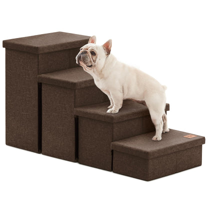 Foldable 3-Step Pet Ramp with Storage & Adjustable Height