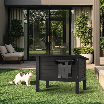 Insulated Outdoor Cat House Shelter for Multiple Cats, Solid Wood