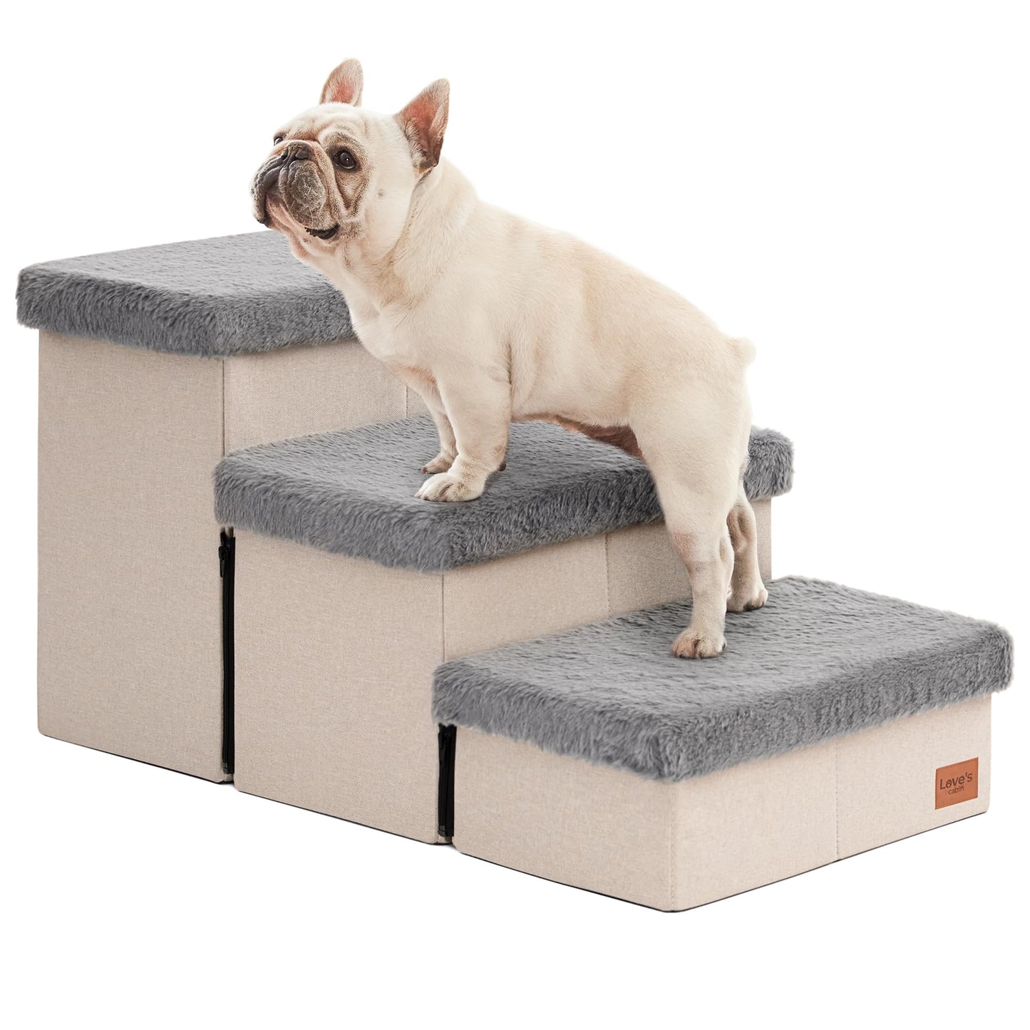 Foldable 3-Step Pet Ramp with Storage & Adjustable Height