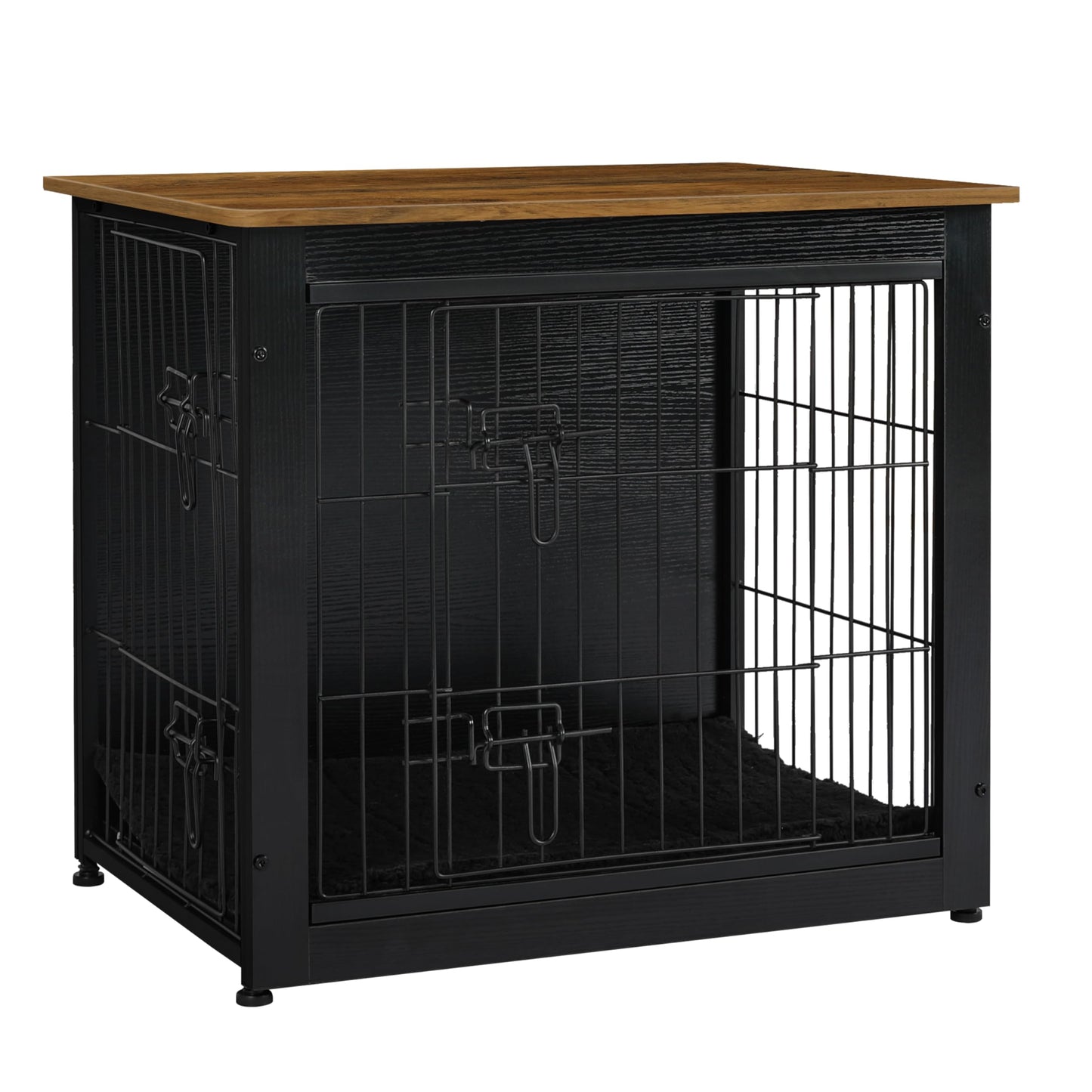 Wooden Dog Crate Furniture with Cushion & Double Doors