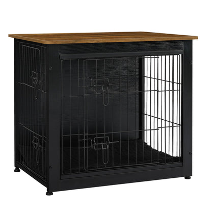 Wooden Dog Crate Furniture with Cushion & Double Doors