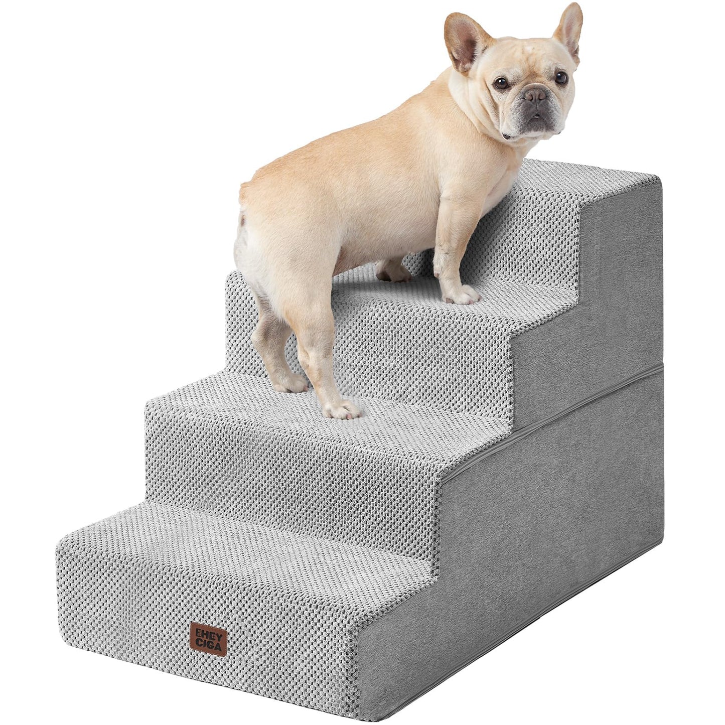 Extra Wide Dog Stairs Ramp for Bed & Couch, 3–5 Steps