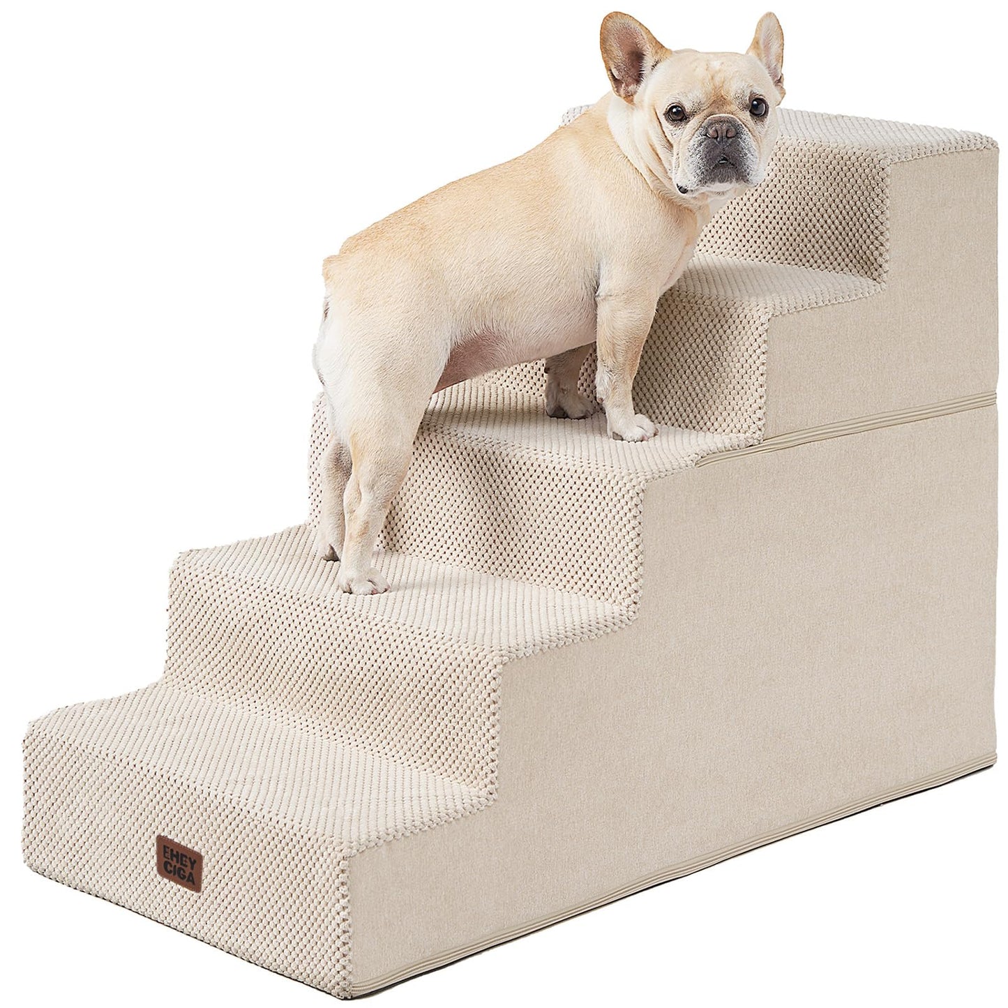 Extra Wide Dog Stairs Ramp for Bed & Couch, 3–5 Steps
