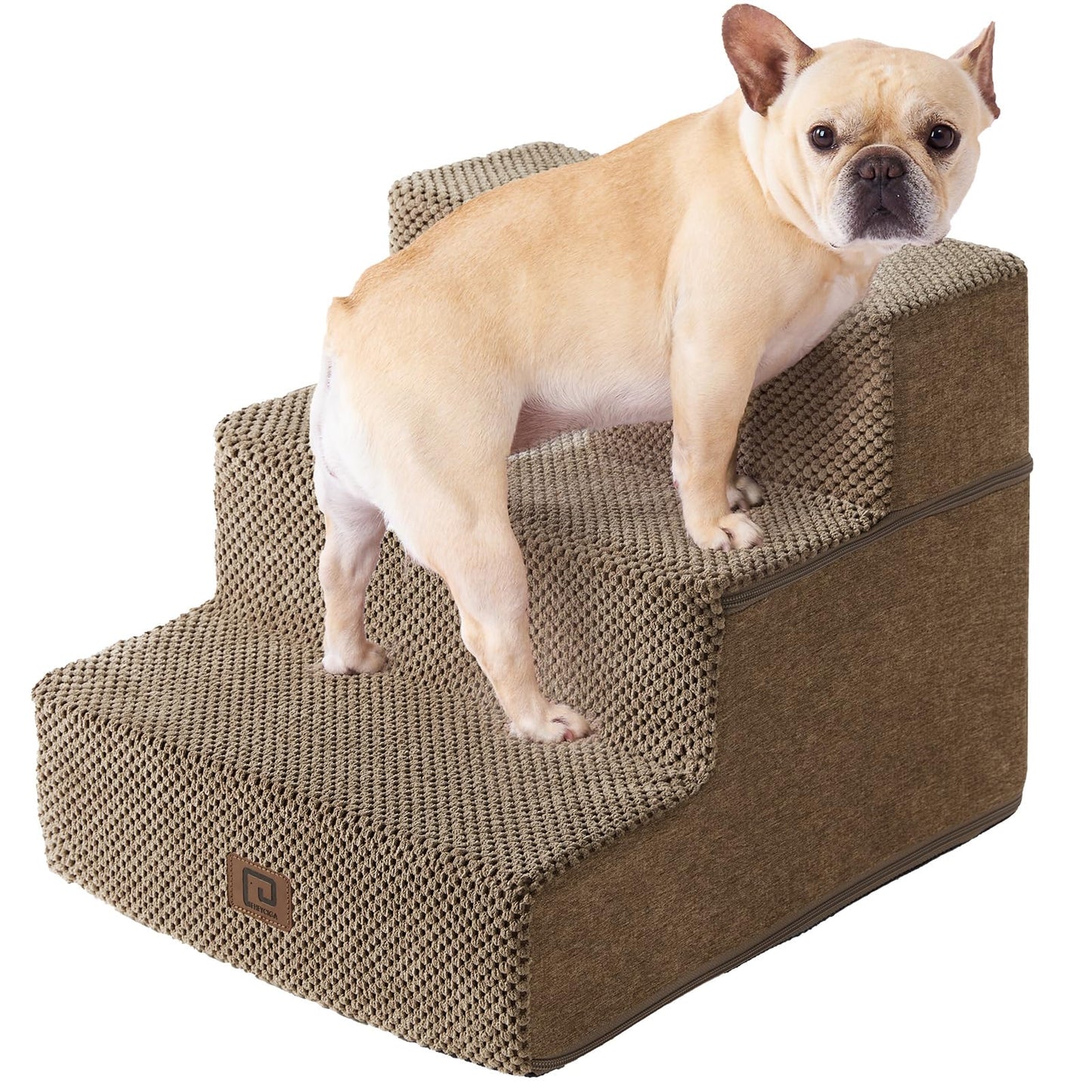 Extra Wide Dog Stairs Ramp for Bed & Couch, 3–5 Steps