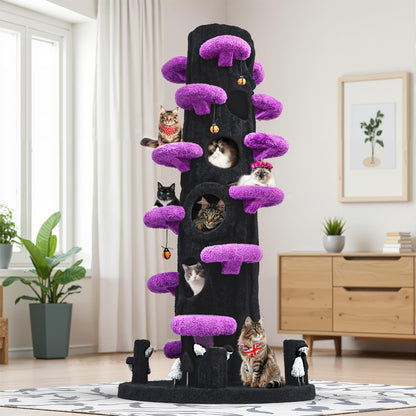 Luxury Multi-Level Cat Tree Tower with Solid Wood Condo & Scratching Posts