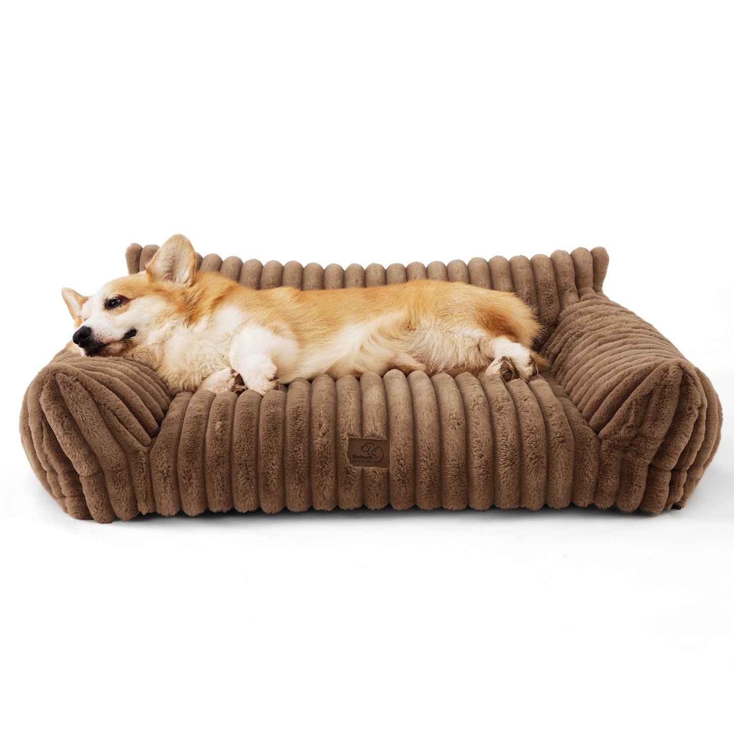 Bedsure Cute Pet Couch - Fluffy Cat Sofa with Premium Soft Corduroy Fleece, Fuzzy Pet Couch Bed with Removable Washable Cover, Supportive Cat Chair