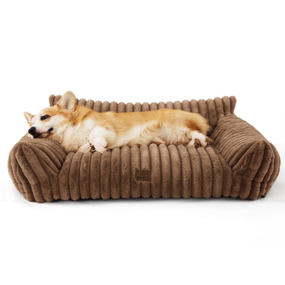 Bedsure Cute Pet Couch - Fluffy Cat Sofa with Premium Soft Corduroy Fleece, Fuzzy Pet Couch Bed with Removable Washable Cover, Supportive Cat Chair