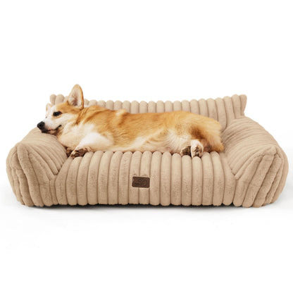 Bedsure Cute Pet Couch - Fluffy Cat Sofa with Premium Soft Corduroy Fleece, Fuzzy Pet Couch Bed with Removable Washable Cover, Supportive Cat Chair