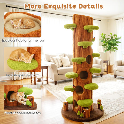 Luxury Multi-Level Cat Tree Tower with Solid Wood Condo & Scratching Posts