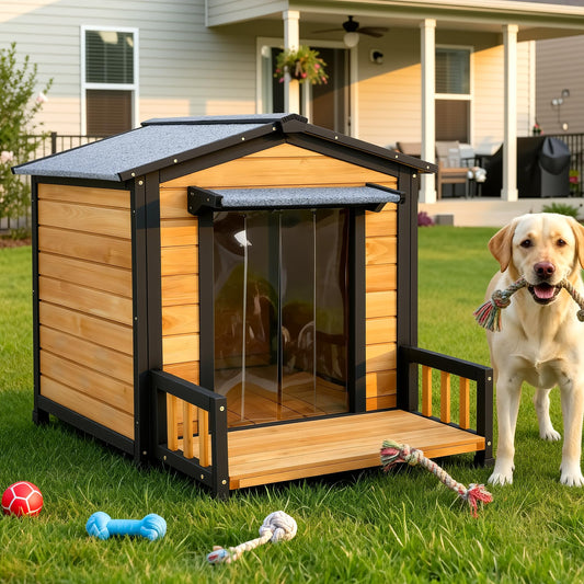 Large Insulated Wooden Dog House with Elevated Floor & Roof
