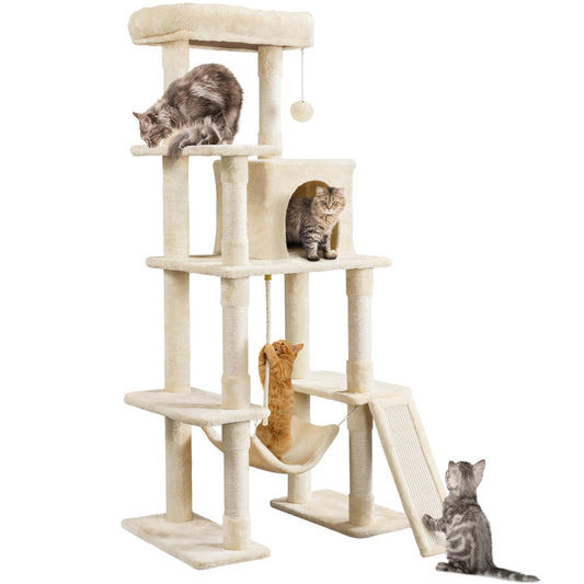 Large Multi-Level Cat Tree Tower with Condo, Hammock & Scratching Posts