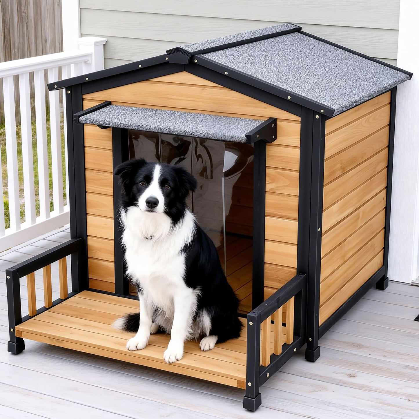 Large Insulated Wooden Dog House with Elevated Floor & Roof