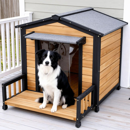 Large Insulated Wooden Dog House with Elevated Floor & Roof