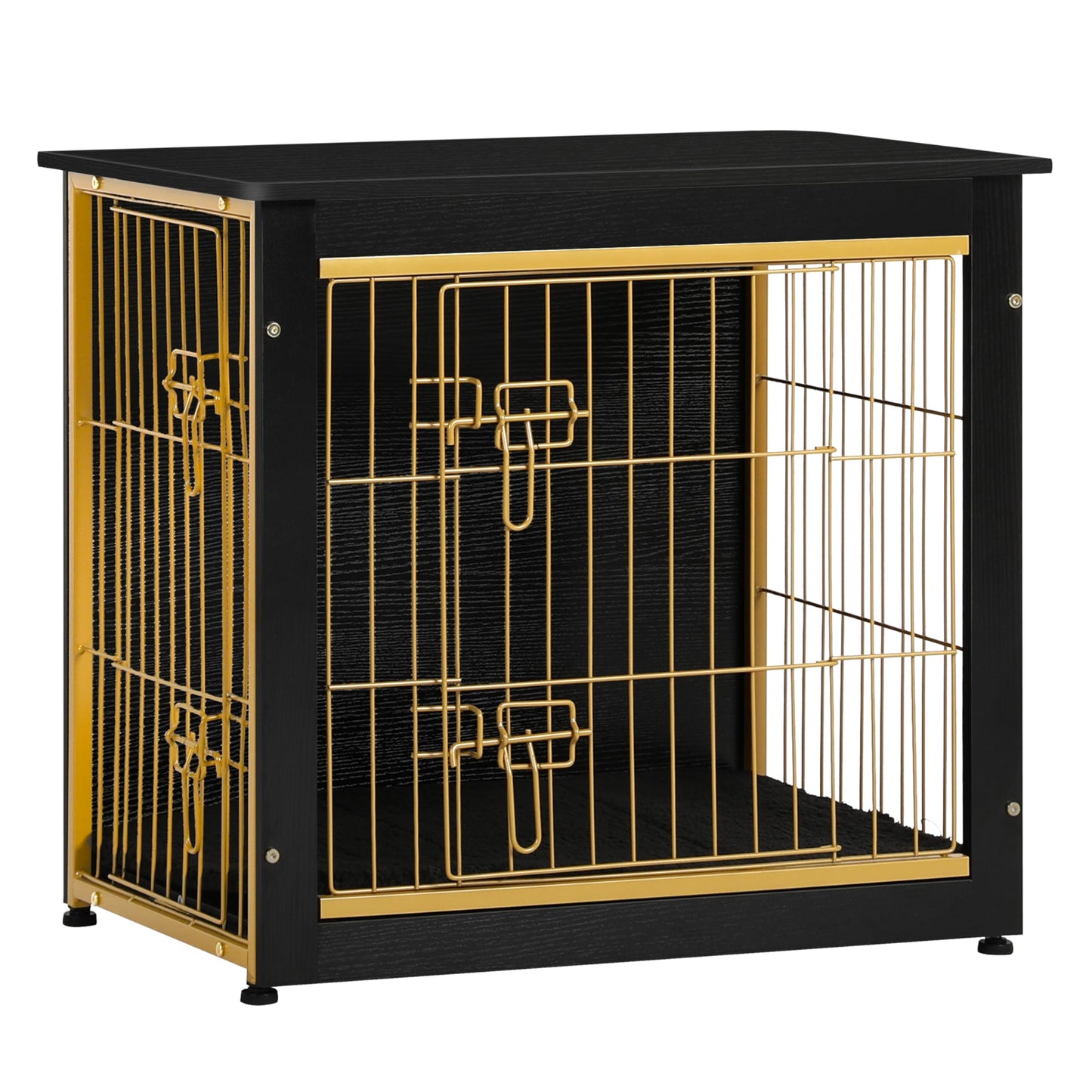 Wooden Dog Crate Furniture with Cushion & Double Doors