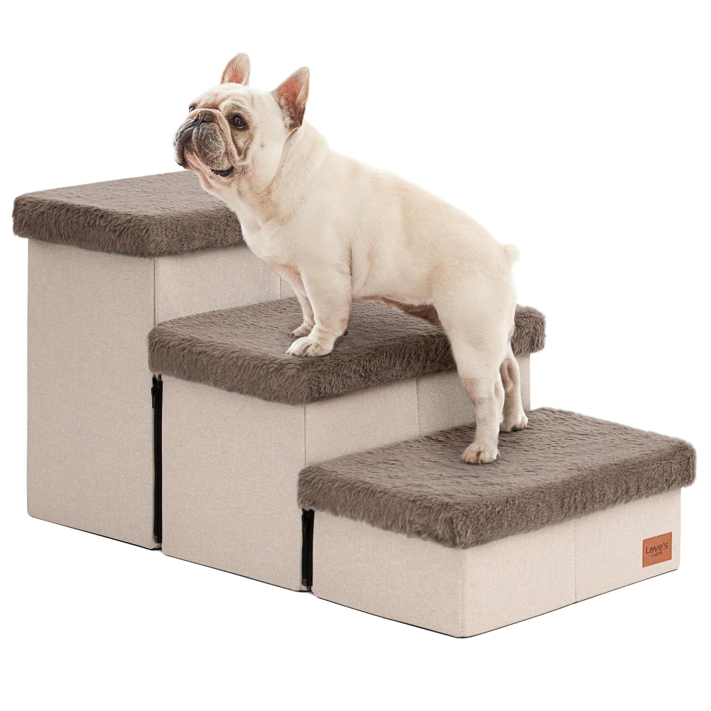 Foldable 3-Step Pet Ramp with Storage & Adjustable Height