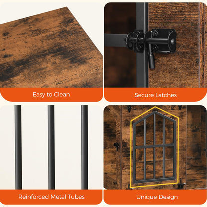 31.5" Farmhouse Wooden Dog Crate Furniture with Sliding Barn Door