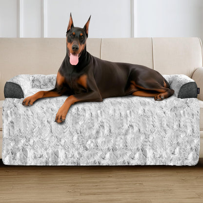Calming Memory Foam Dog Couch Bed with Washable Waterproof Cover