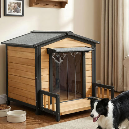 Large Insulated Wooden Dog House with Elevated Floor & Roof
