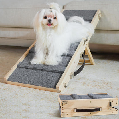 Foldable Adjustable Dog Ramp with Non-Slip Carpet for Couch