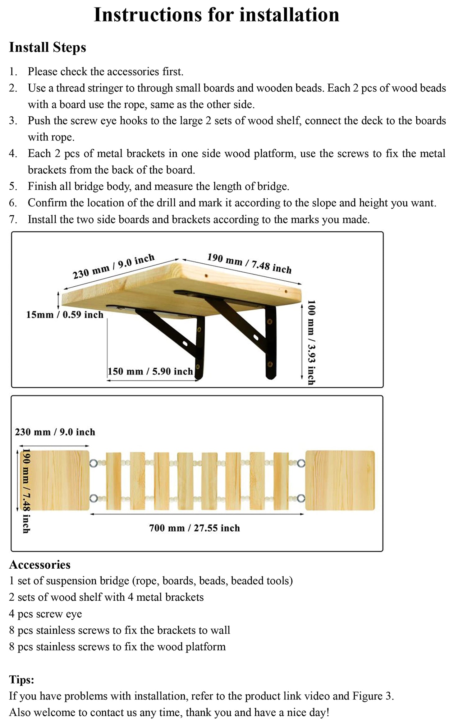 Handcrafted Wooden Cat Climber Tree with Wall Mount Perch, Bridge & Ladder