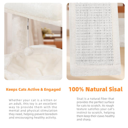 Cat Tree Tower with Hammock, Scratching Post & Toy Balls for Indoor Cats