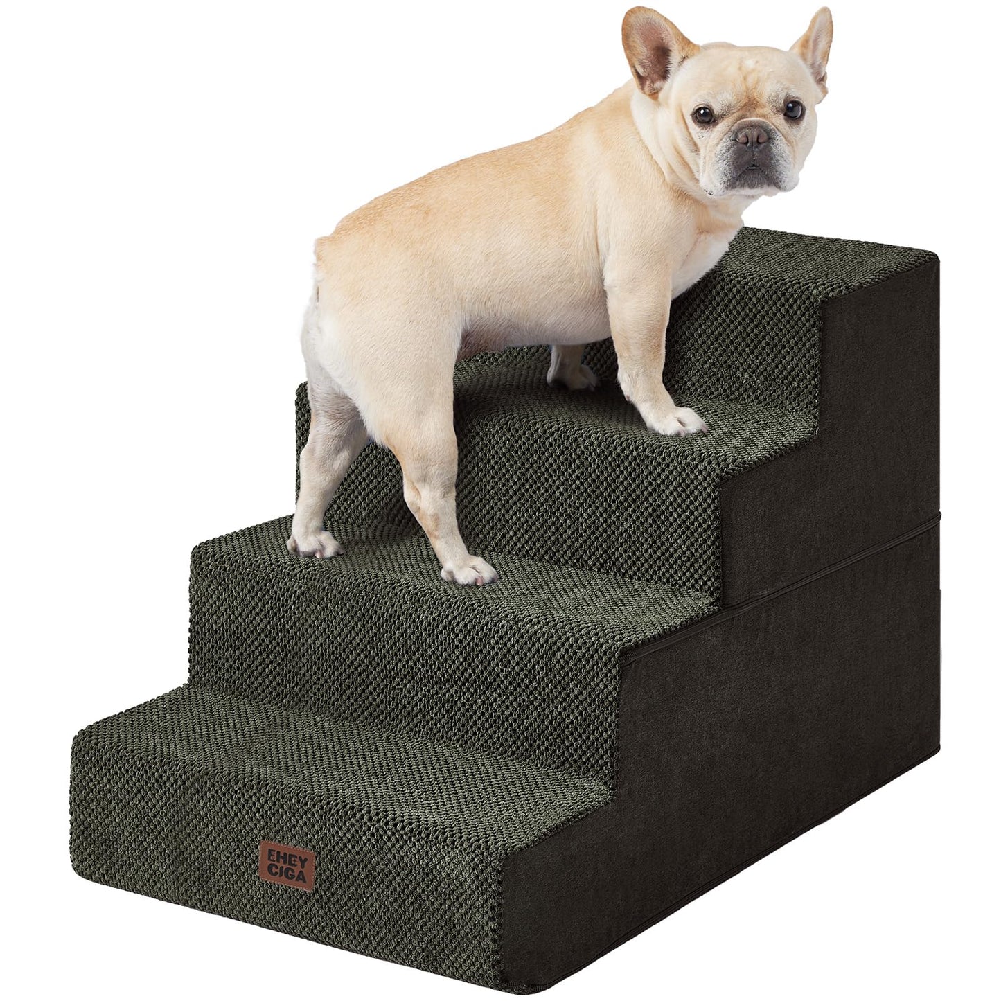 Extra Wide Dog Stairs Ramp for Bed & Couch, 3–5 Steps