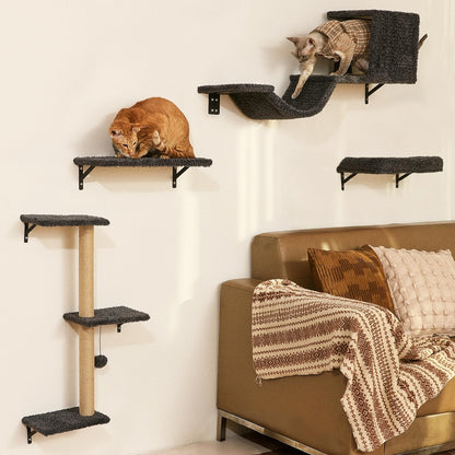 4-in-1 Cat Wall Climber Set with Bridge, Bed & Scratching Post