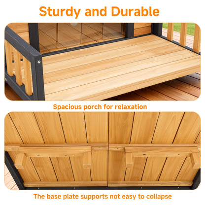 Large Insulated Wooden Dog House with Elevated Floor & Roof