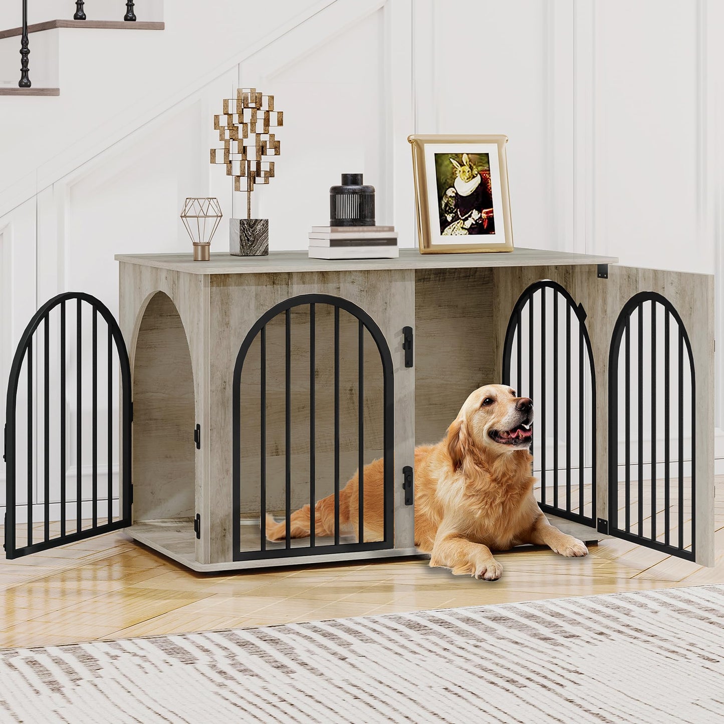 Wooden Dog Crate Furniture Kennel End Table for Dogs