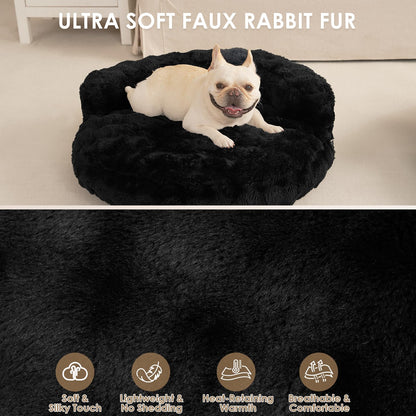 Fluffy Faux Fur Pet Sofa Bed with Waterproof Washable Cover