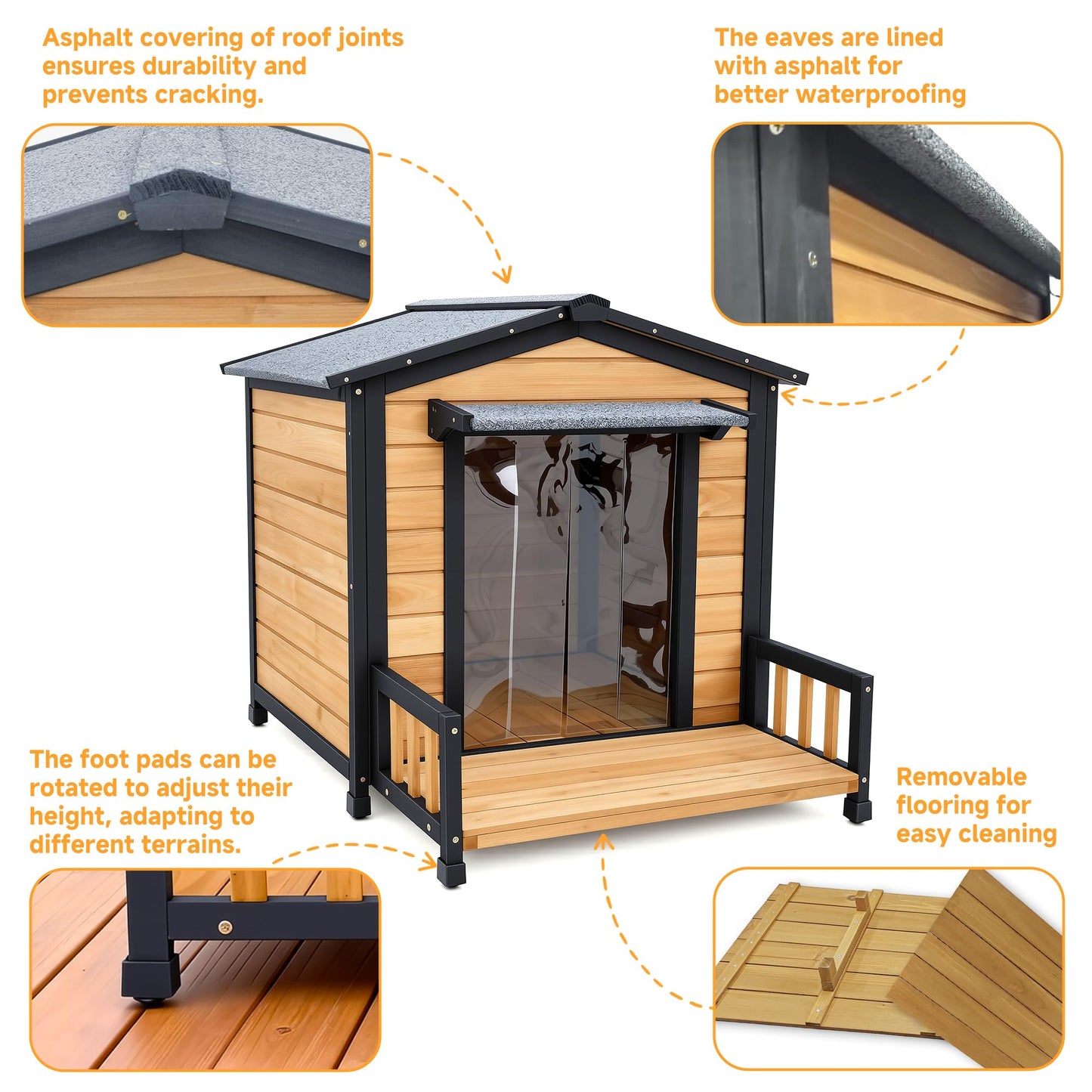 Large Insulated Wooden Dog House with Elevated Floor & Roof