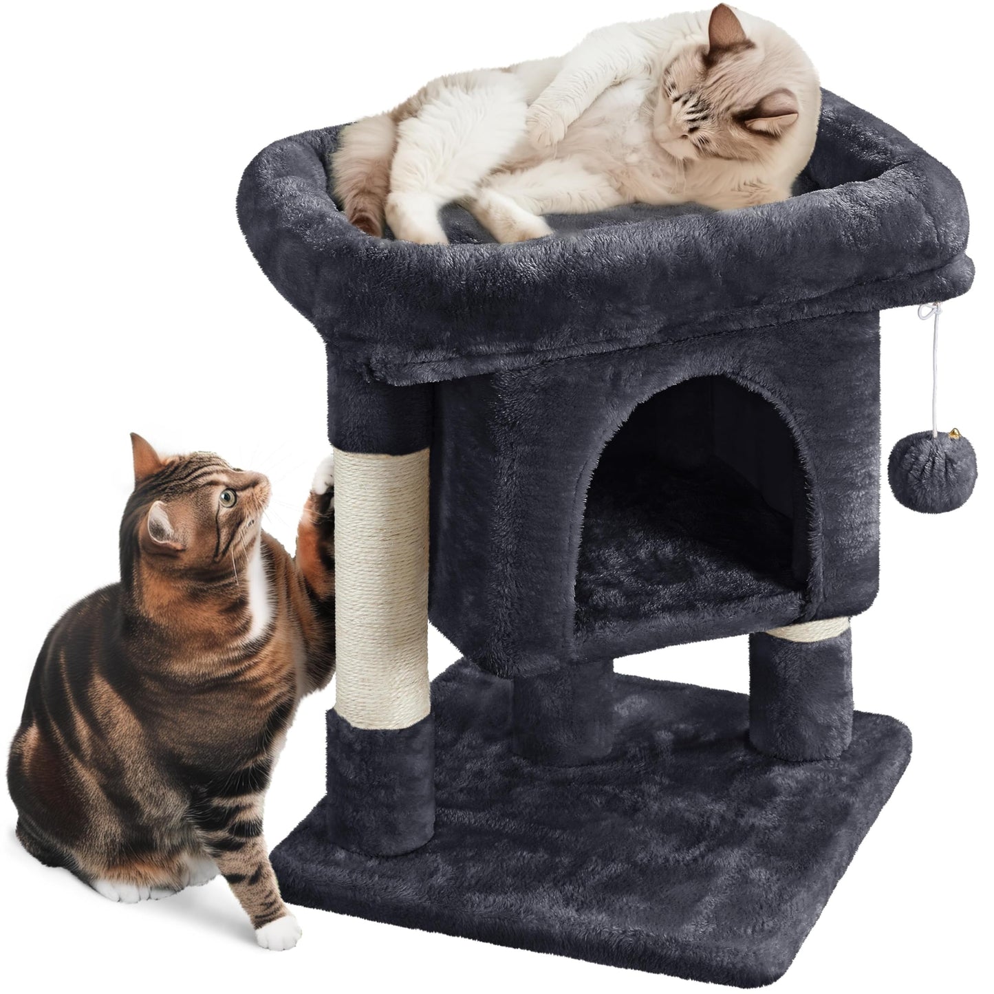 23.5" Cat Tree Tower with Condo & Sisal Scratching Posts for Kittens